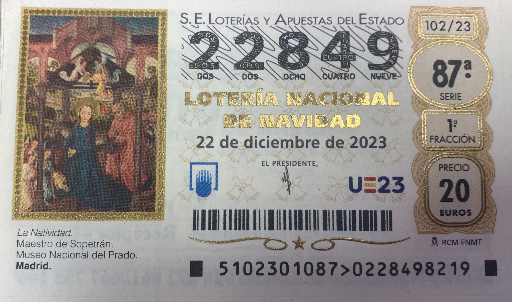 Los décimos de Navidad del número 22849 ya a la venta en la tienda