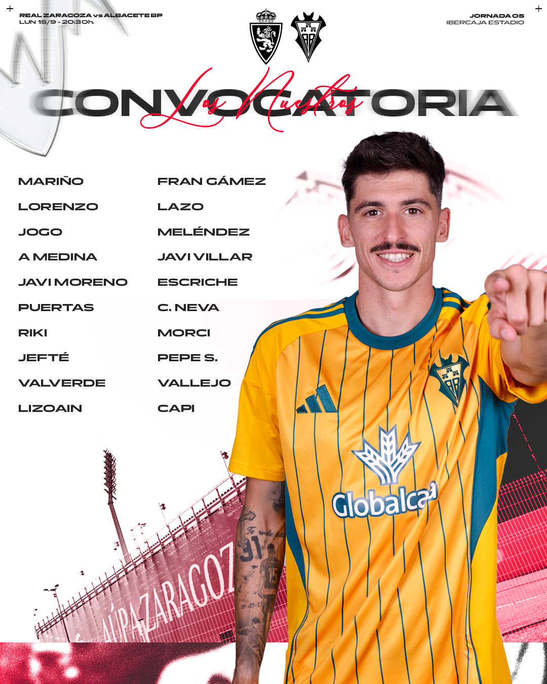 Convocatoria del Albacete para el partido en Zaragoza | Albacete Balompie