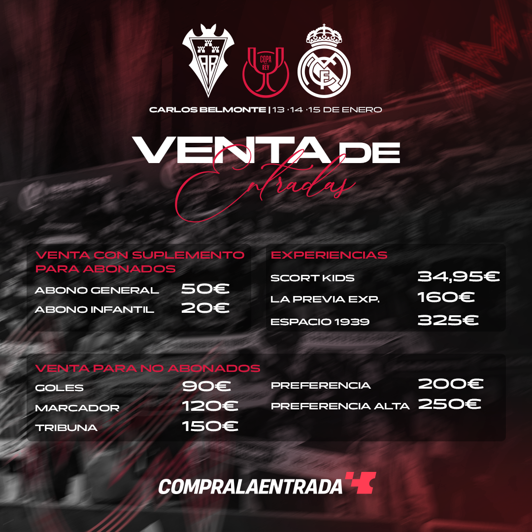 Entradas para el partido ante el Real Madrid | Albacete Balompie