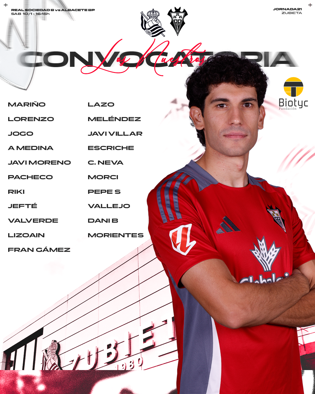Convocatoria para el duelo en Zubieta | Albacete Balompie