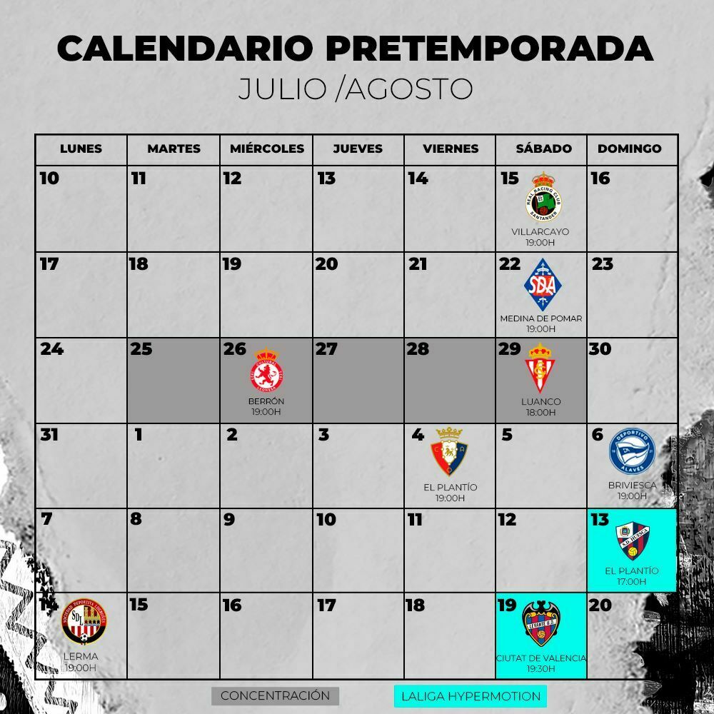 Calendario del burgos club de fútbol