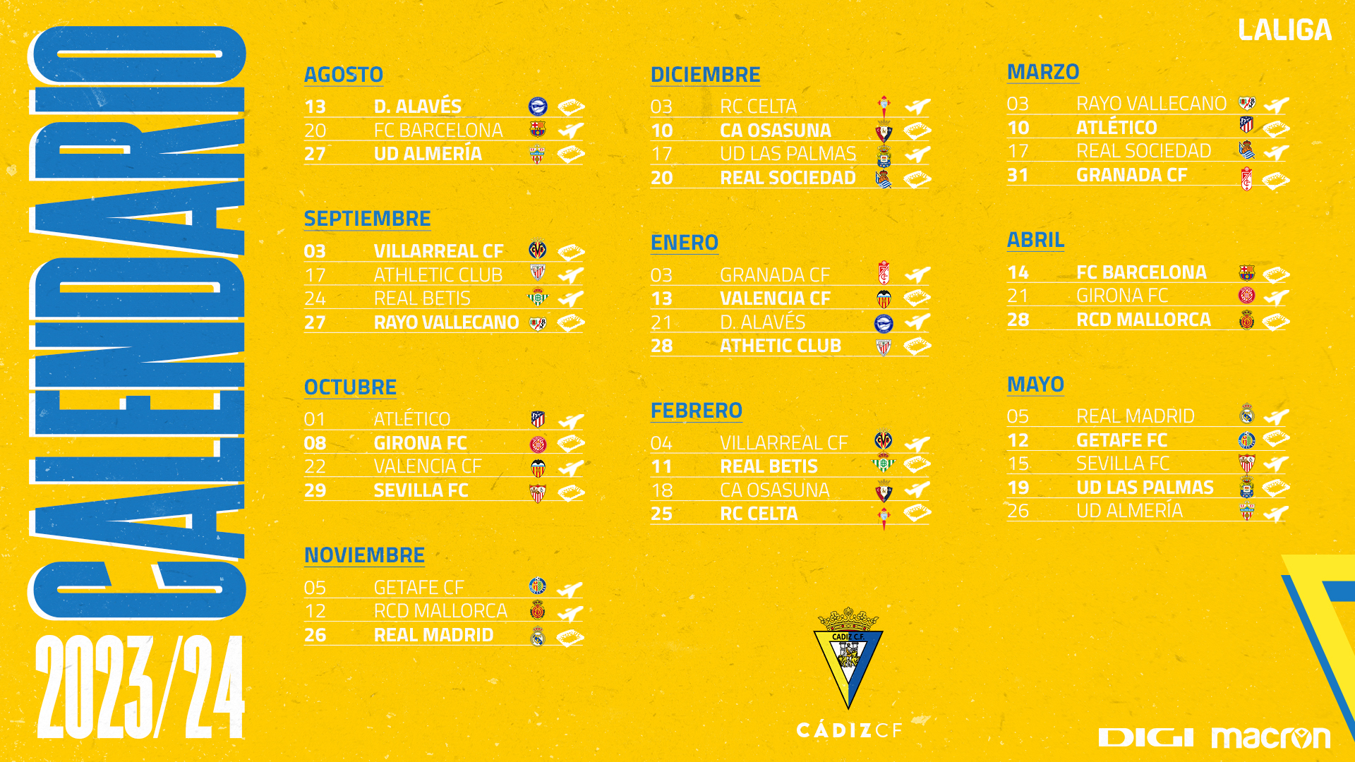 Calendario del cádiz club de fútbol