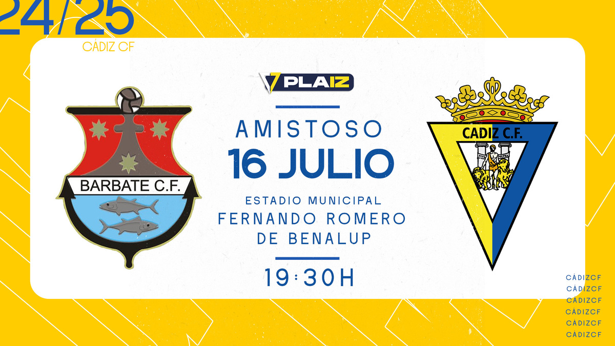 El Cádiz CF se medirá al Barbate el 16 de julio | Cádiz Club de Fútbol ...