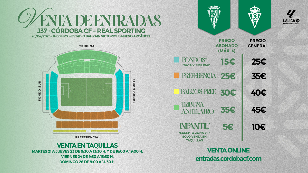 Venta de entradas para el Córdoba CF - Real Sporting | Promoción para ...