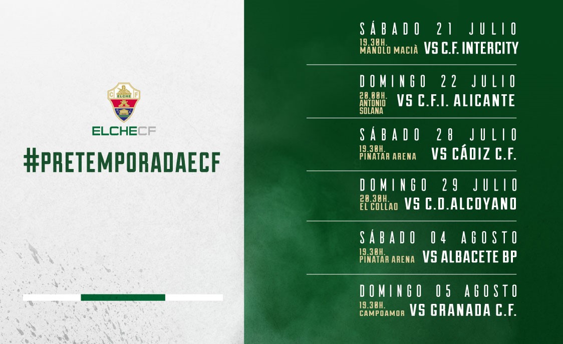 EQUIPO | Calendario de la #PretemporadaECF | Elche CF | Web Oficial