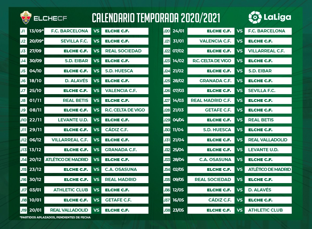 El calendario del Elche CF en su vuelta a Primera División | Elche CF ...