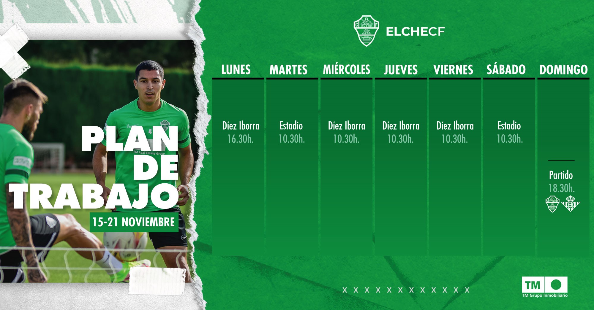 EQUIPO | Plan de entrenamientos (15-21 noviembre) | Elche CF | Web Oficial