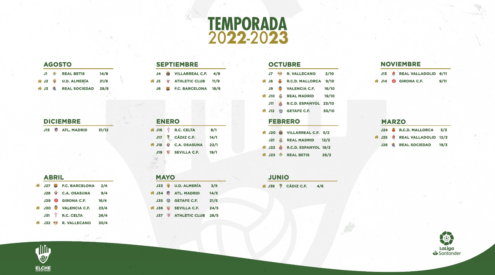 Calendario elche cf 2022