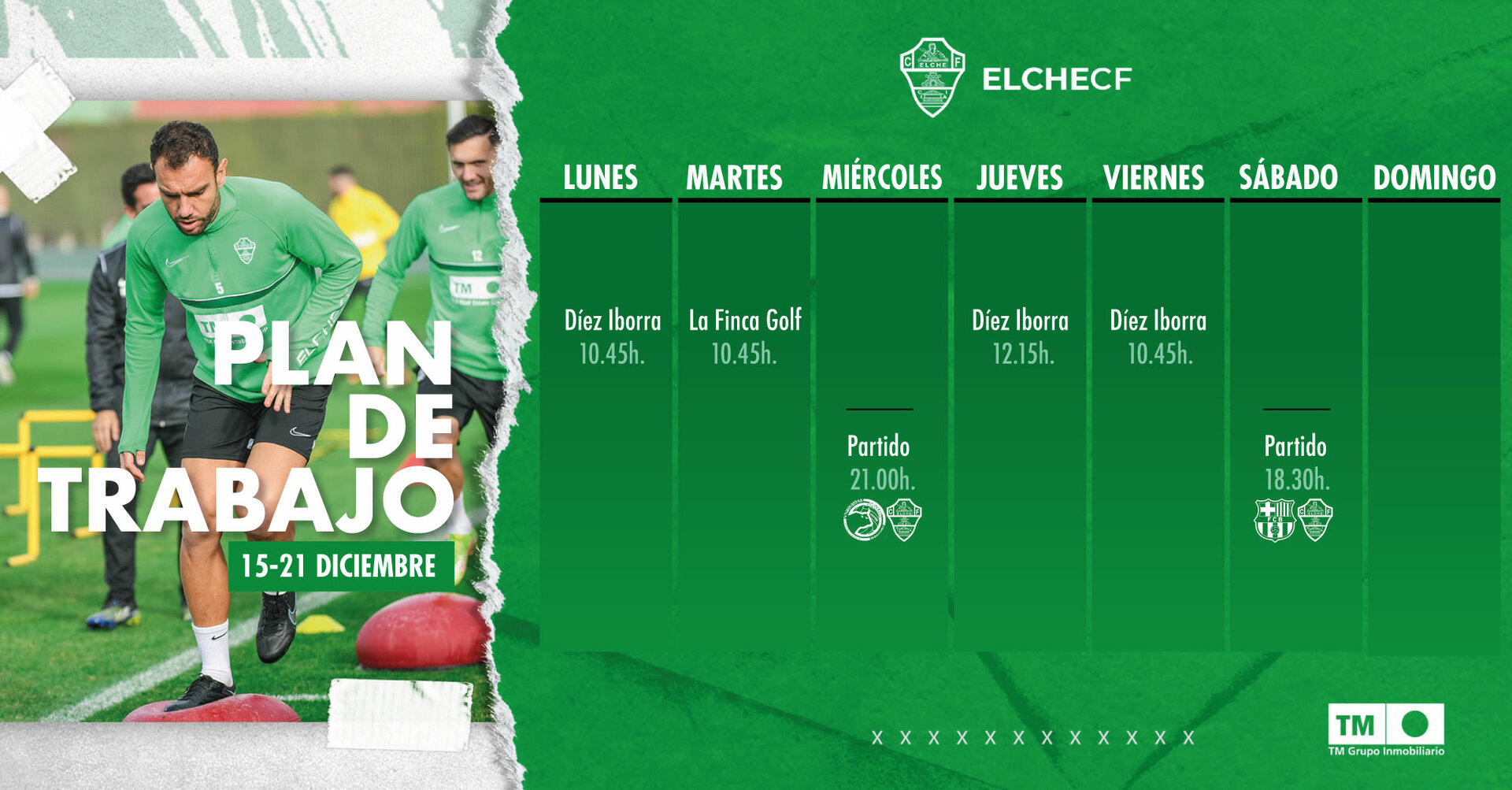 EQUIPO | Plan de entrenamientos (13-19 diciembre) | Elche CF | Web Oficial