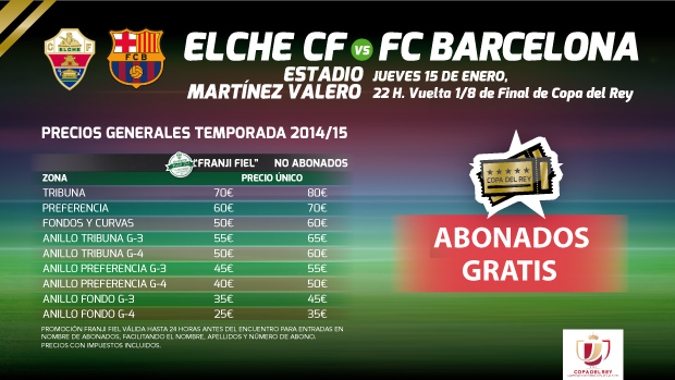Precios generales para las entradas de Copa ante el F.C. Barcelona ...