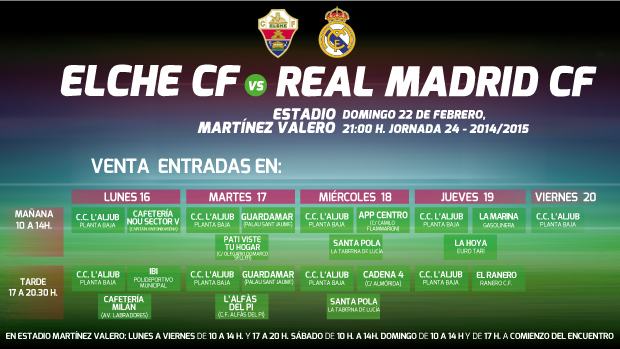 Puntos de venta entradas Elche CF - Real Madrid CF | Elche CF | Web Oficial