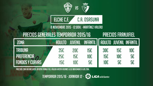 Precios para el partido Elche-Osasuna | Elche CF | Web Oficial