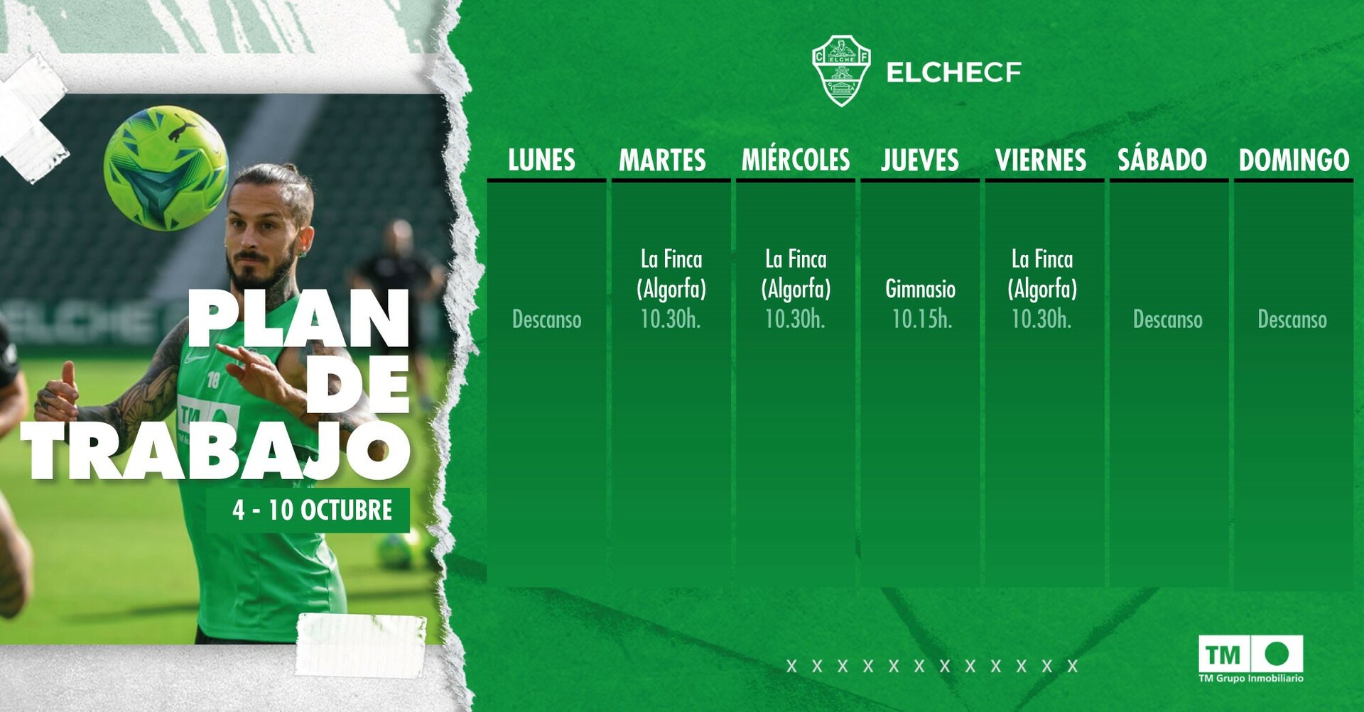 EQUIPO | Plan de entrenamientos (4-10 octubre) | Elche CF | Web Oficial