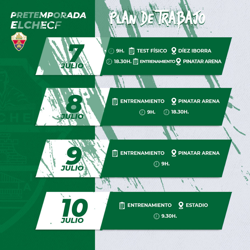 EQUIPO | Plan de entrenamientos (5-10 julio) | Elche CF | Web Oficial