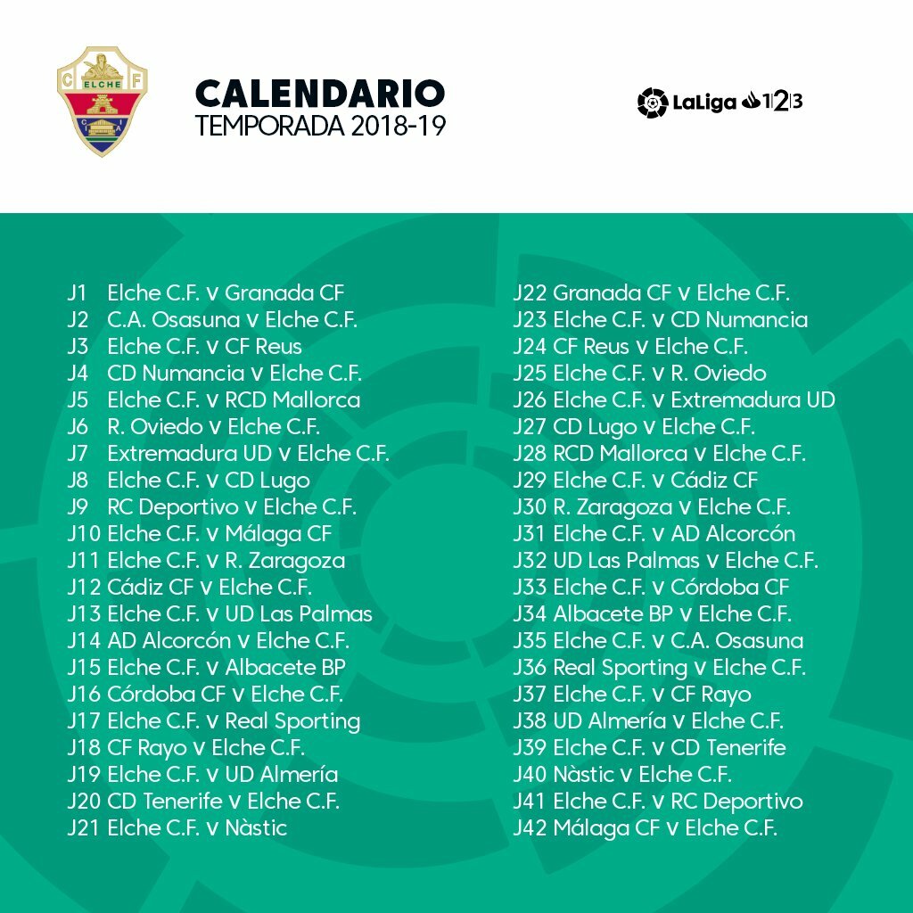 EQUIPO | Calendario para la temporada 2018-2019 | Elche CF | Web Oficial