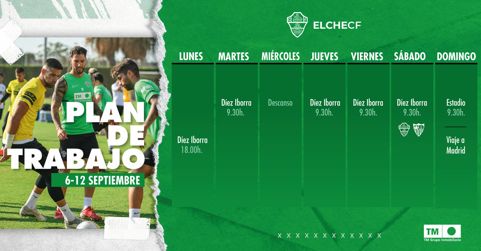 PLAN DE TRABAJO | 6 al 12 de septiembre | Elche CF | Web Oficial