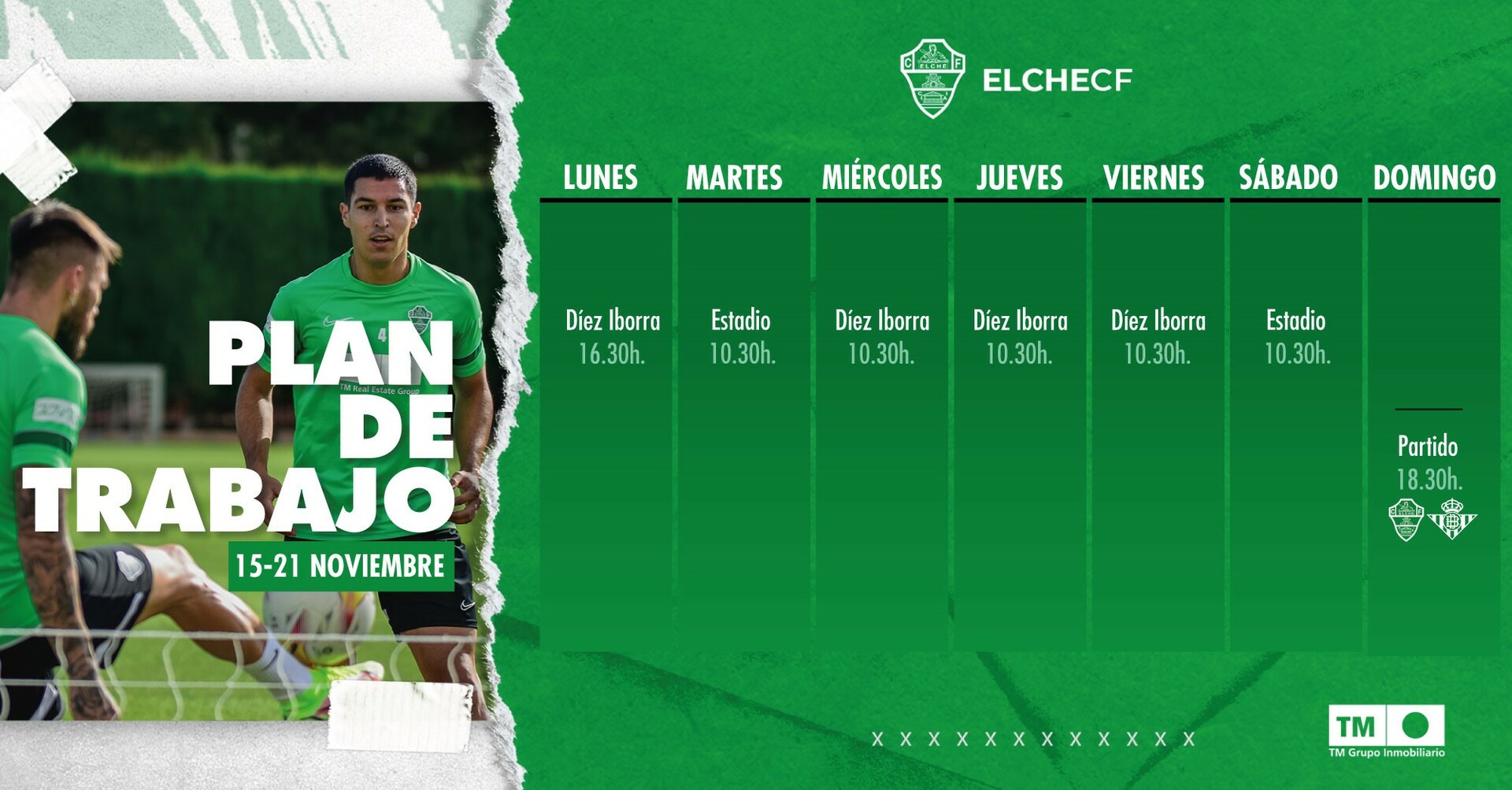EQUIPO | Plan de entrenamientos (15-21 noviembre) | Elche CF | Web Oficial