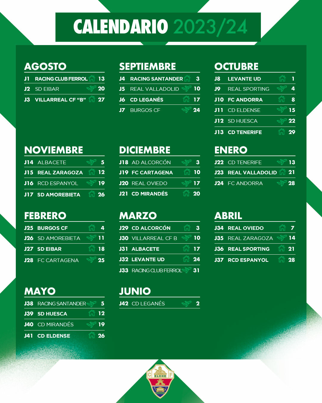 Calendario del elche club de fútbol
