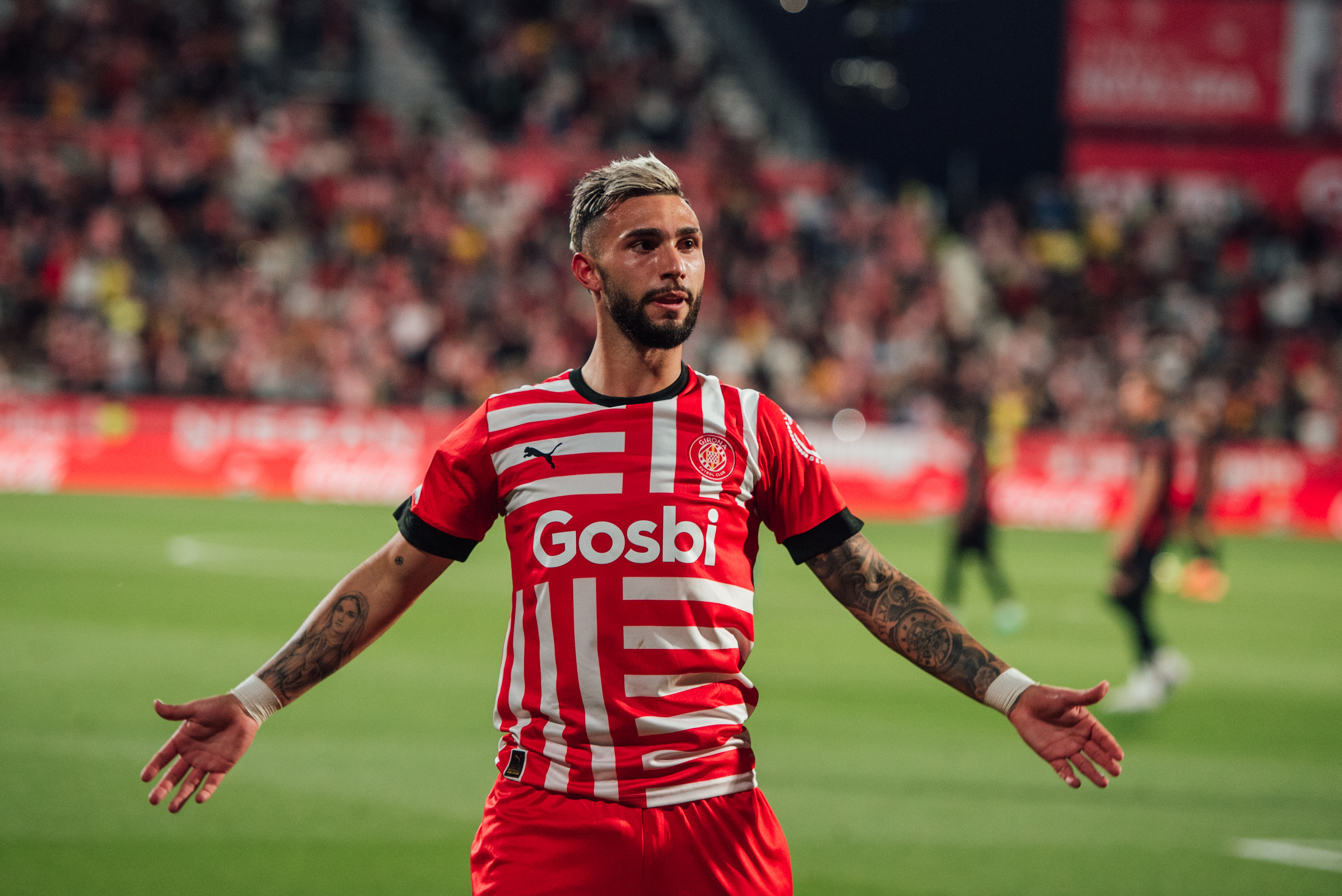 Yangel Herrera of Girona FC during the Pre-season friendly, Costa Brava Cup  match between Girona FC and SS Lazio played at Montilivi Stadium on August  6, 2023 in Girona, Spain. (Photo by