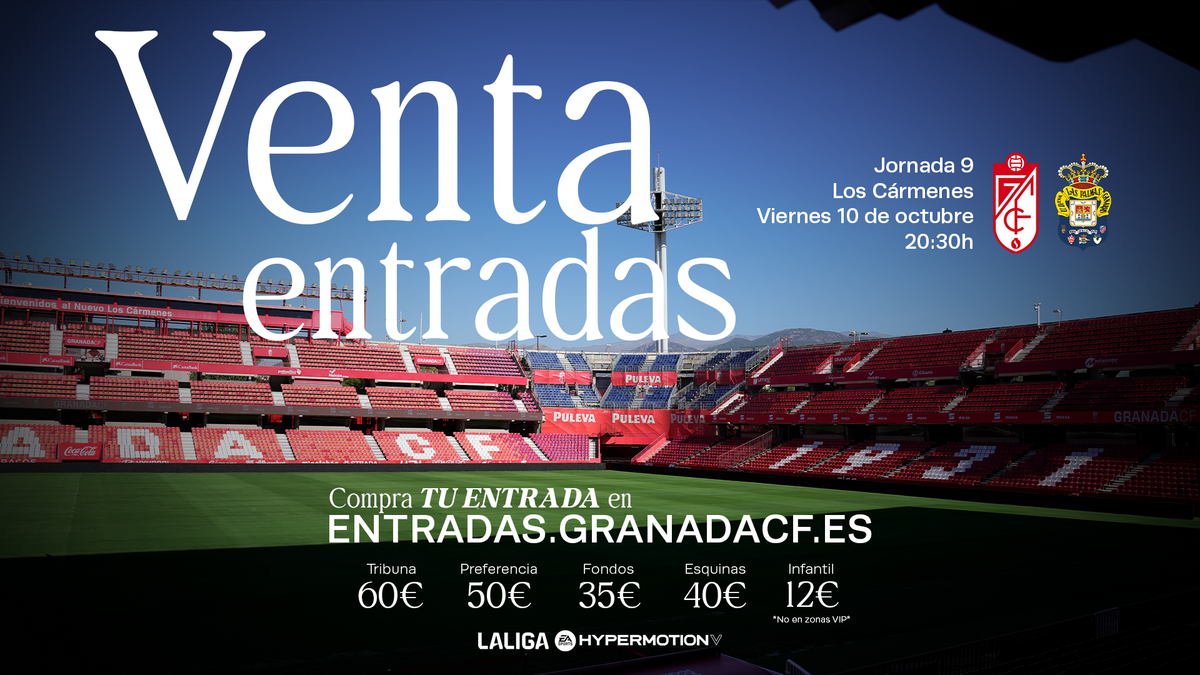 Precios y horarios de venta de entradas para el Granada CF vs UD Las ...