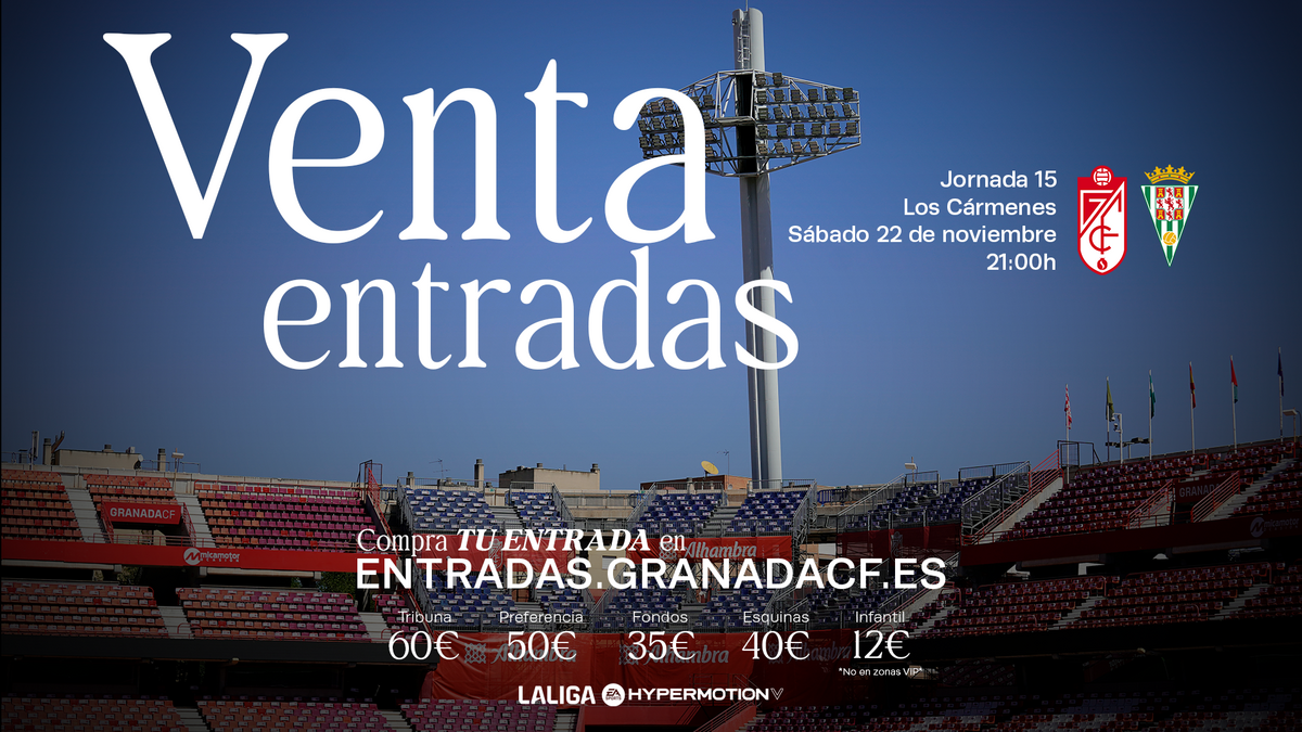 Precios y horarios de Venta de entradas para el Granada CF vs Córdoba ...