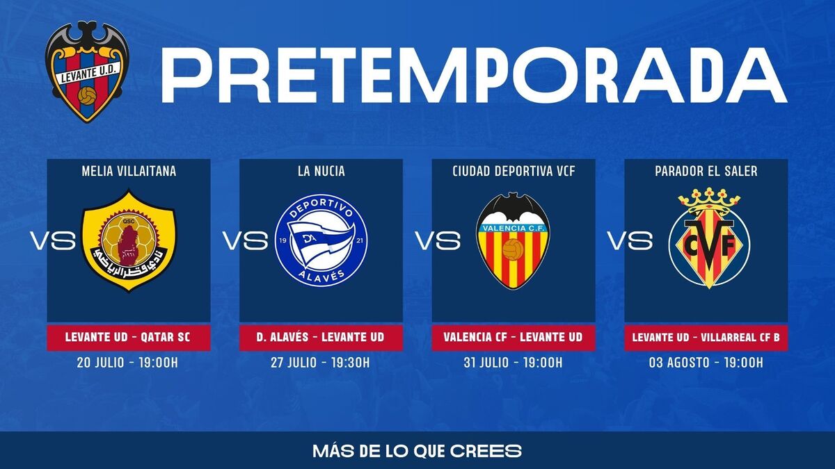 Fechas de partidos amistosos de pretemporada 2023-2024 del Levante UD ...