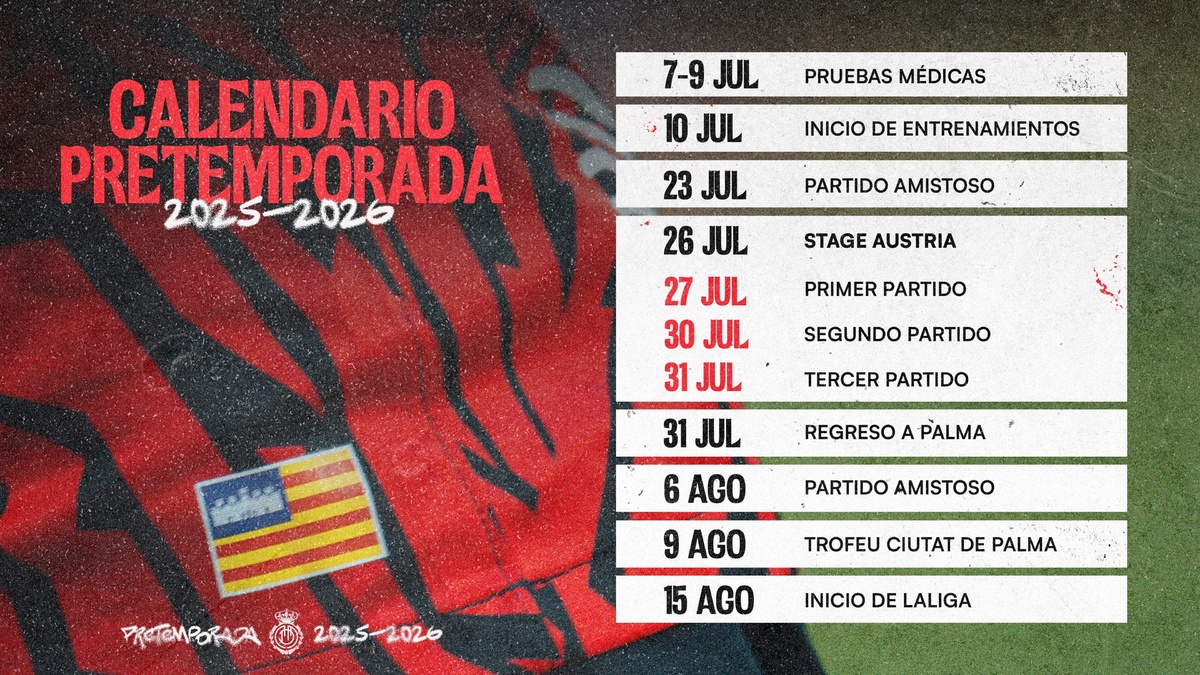 El RCD Mallorca ya tiene calendario para la pretemporada 2025/26 | RCD ...