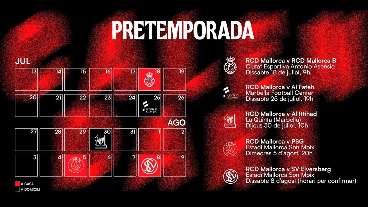 Nuestros rivales de la pretemporada 2026/27 | RCD Mallorca | Web Oficial