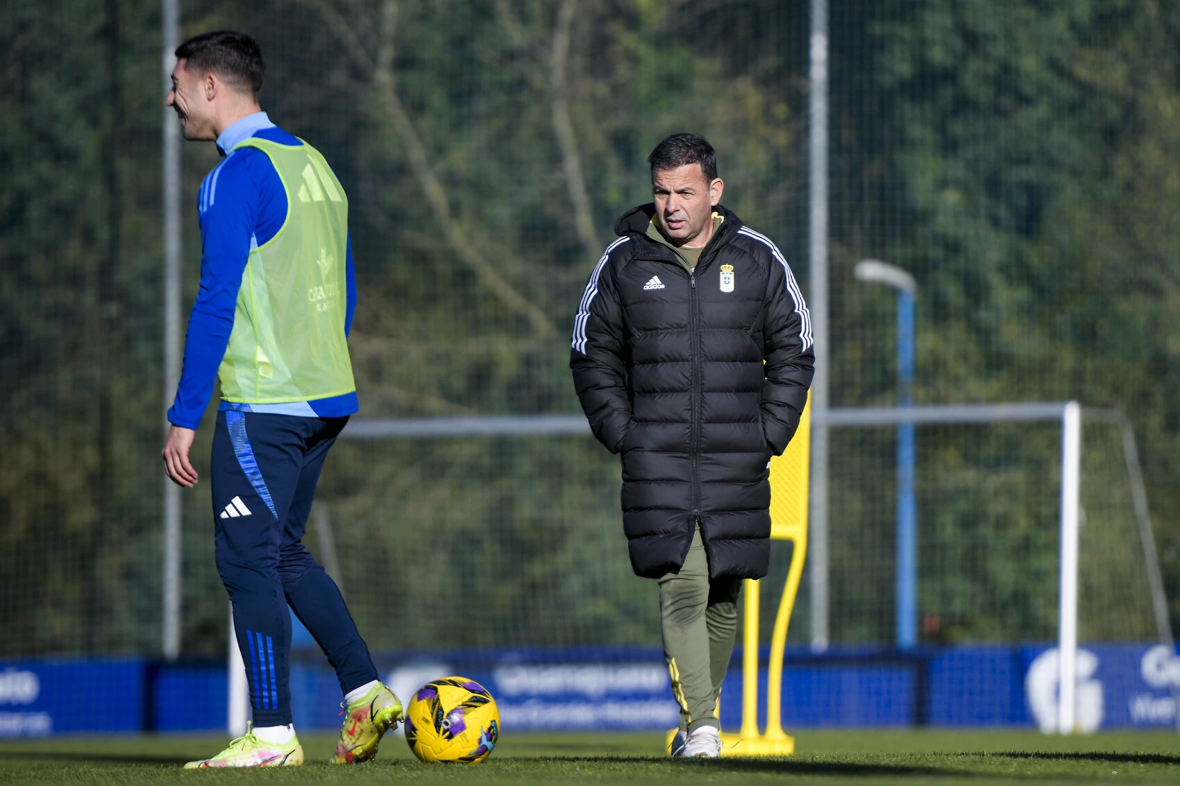 Javi Calleja y Álvaro Lemos en un entrenamiento. Fuente: Real Oviedo