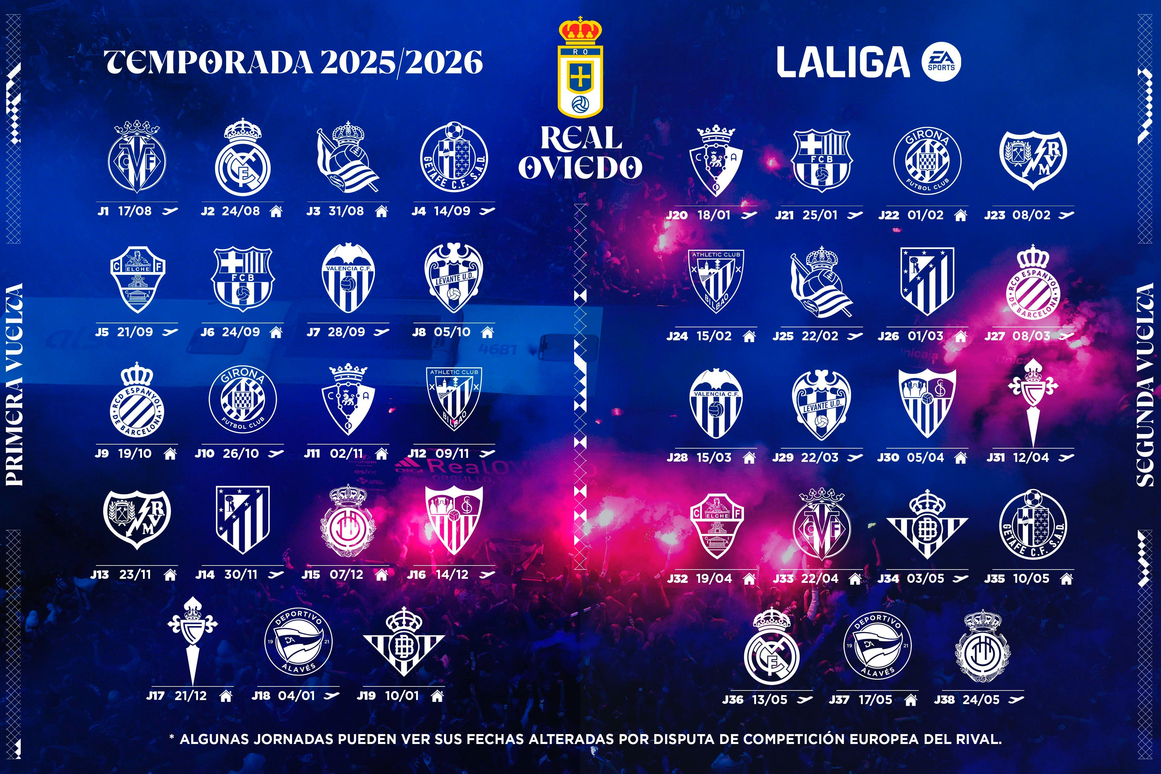 Calendario oficial de la temporada 2025/2026 | Real Oviedo | Web Oficial