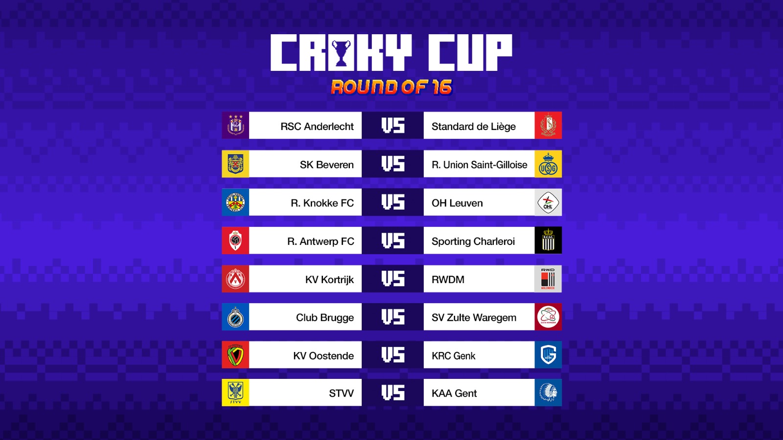 De Croky Cup-loting is bekend, RSC Anderlecht tegenover Standard