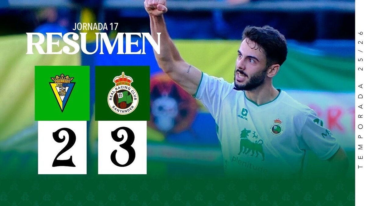 RESUMEN | Cádiz CF 2–3 Real Racing Club | Jornada 17 LaLiga Hypermotion ...