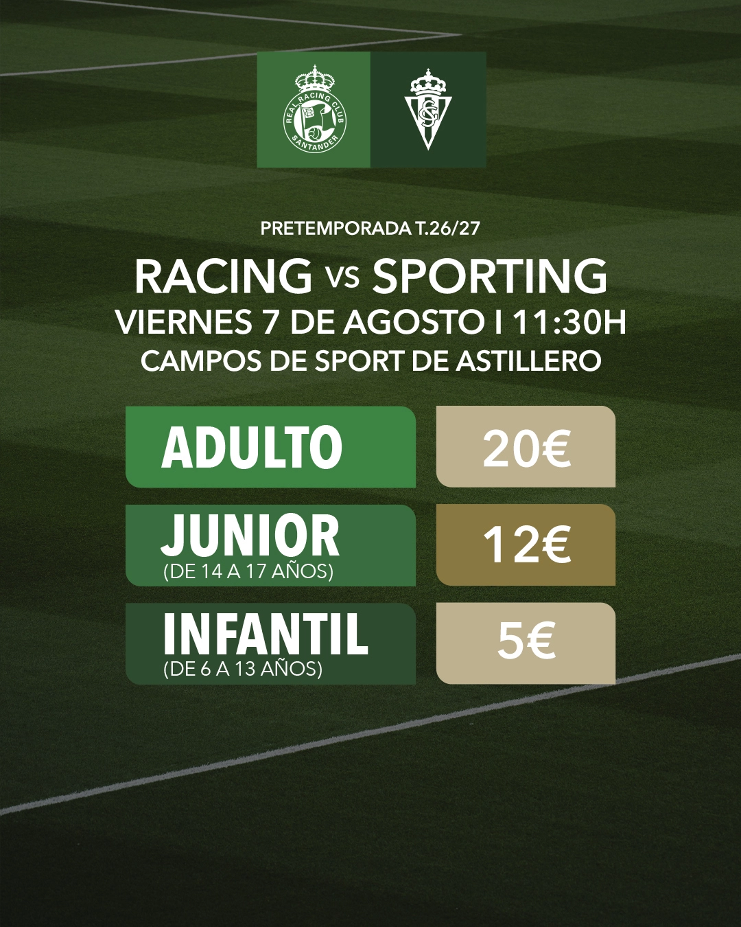 Noticias de Cantabria | El Cántabro | VENTA DE ENTRADAS PARA EL PARTIDO DE PRETEMPORADA DEL REAL RACING CLUB EN ASTILLERO