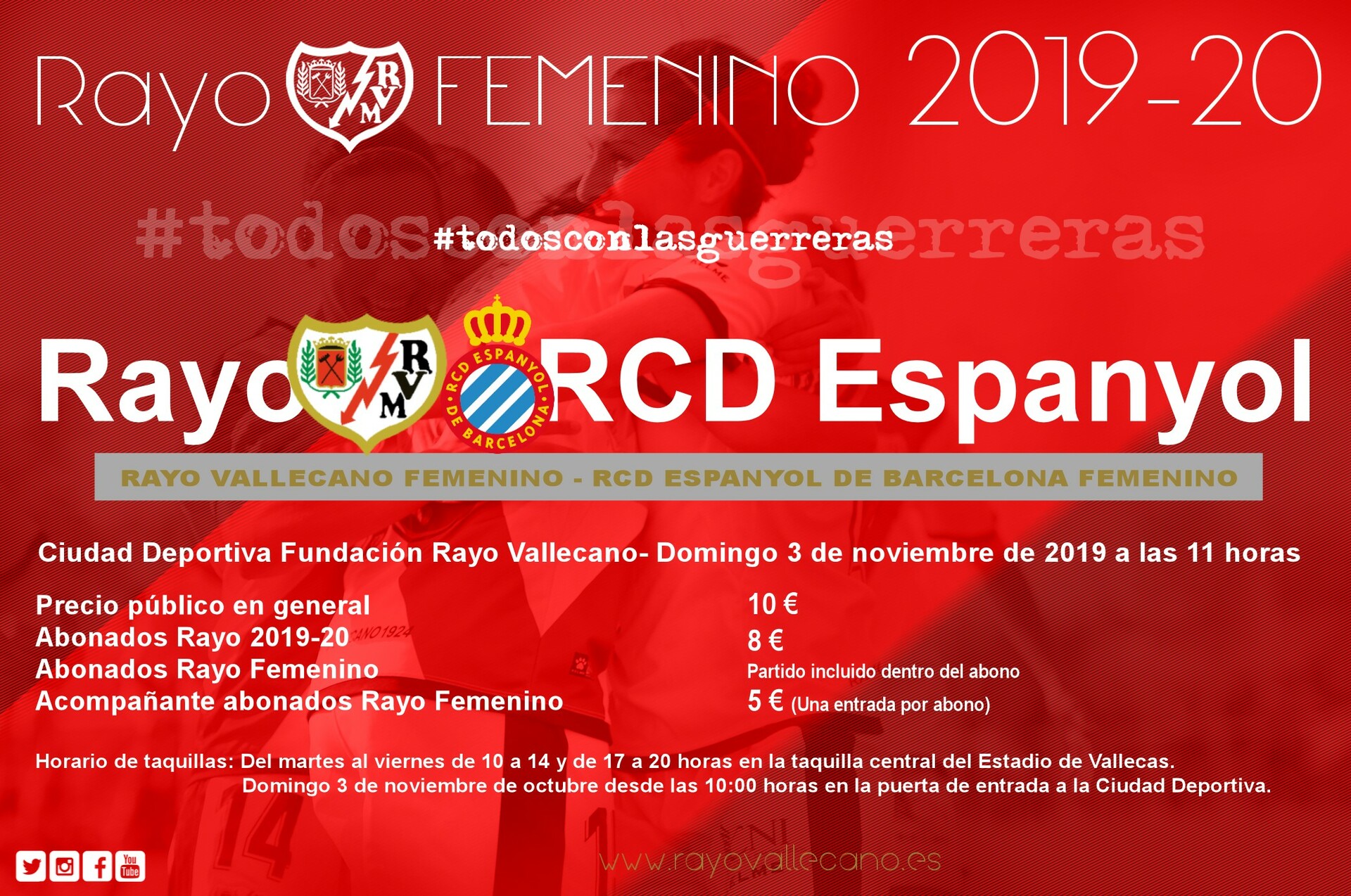 Vergonzoso bar granizo Entradas para el Rayo Femenino - RCD Espanyol de Barcelona | Rayo Vallecano  | Web Oficial