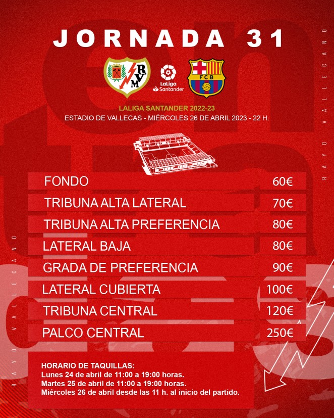 Rayo vs barcelona entradas