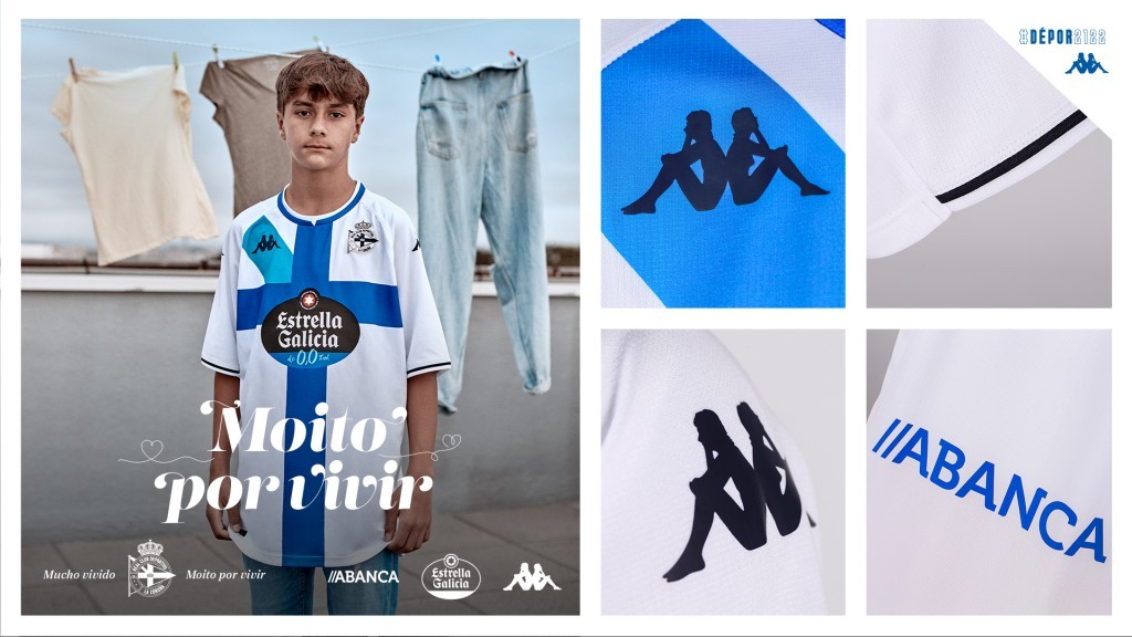 Camiseta Deportivo de la Coruña color AZUL con escudo BLANCO Kappa