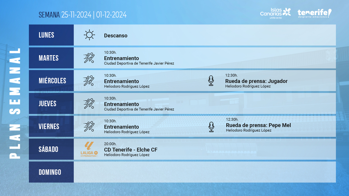 Plan semanal para preparar la visita del Elche CF | CD Tenerife | Web ...