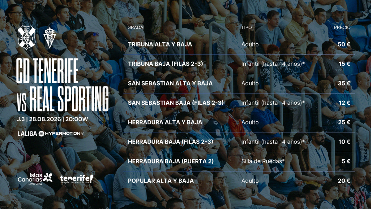 Localidades para el #TenerifeRealSporting