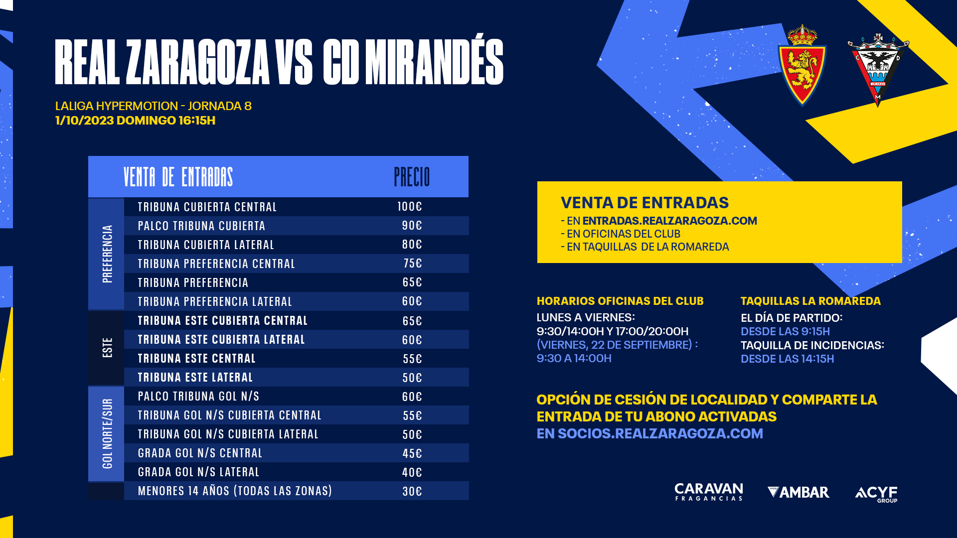 A la venta las entradas del Real Zaragoza - CD Mirandés
