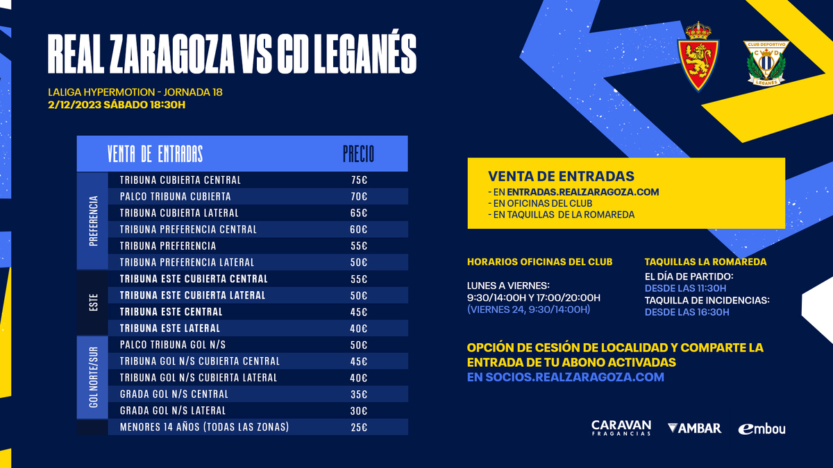 Disponible la venta de entradas para el partido del Real Zaragoza ...