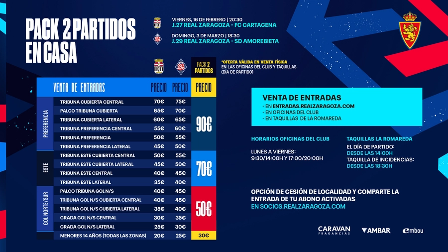 Todos los partidos del Real Zaragoza para la temporada 2023-2024 que  arranca hoy