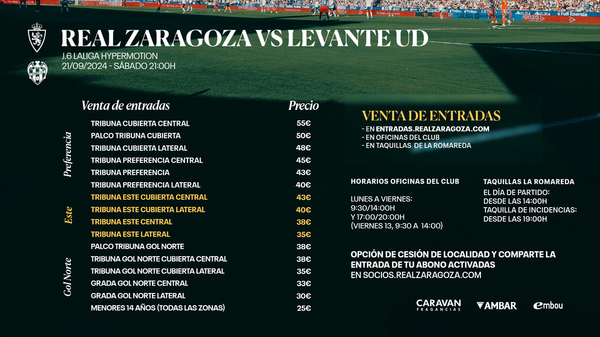 Ya están a la venta las entradas para el partido de la jornada 6 de ...